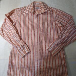 Vintage Tru Fit Striped Pattern Button Down Shirt